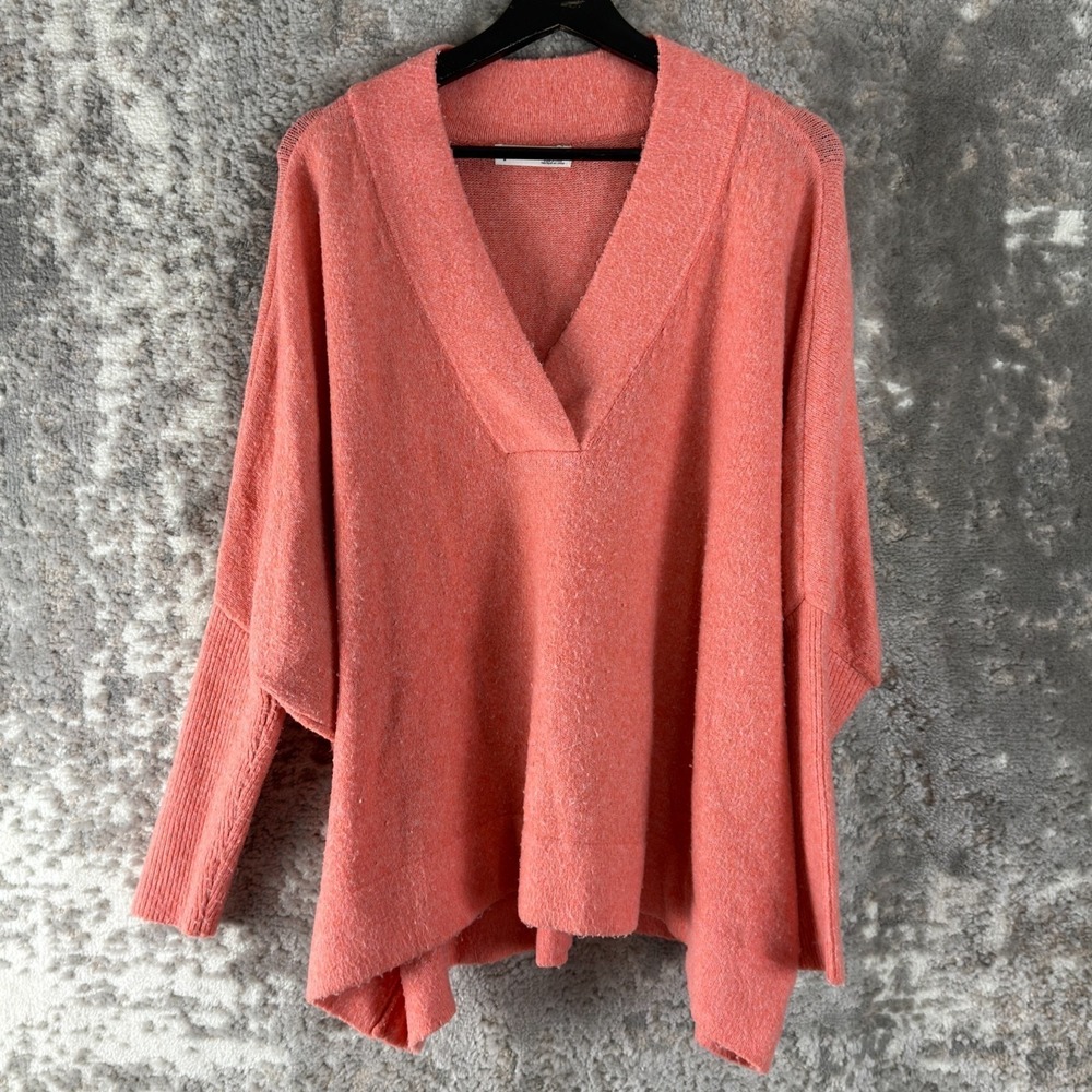 A By Anthropologie Size M Outdoor V Neck Casual Sweater Pink Long Sleeve Stretch